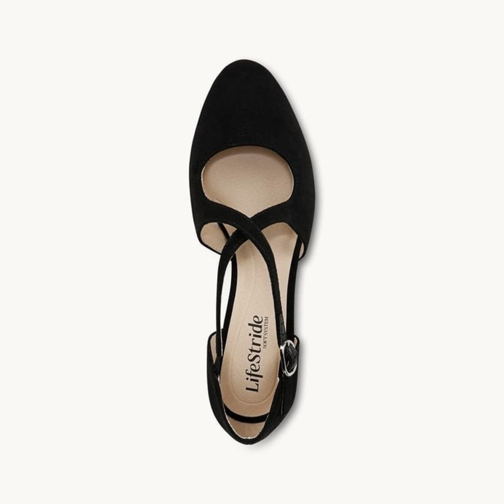LifeStride Tracy Black Micro Strappy Block Heel Pump Shoes Sz 7.5M NEW - Picture 9 of 11